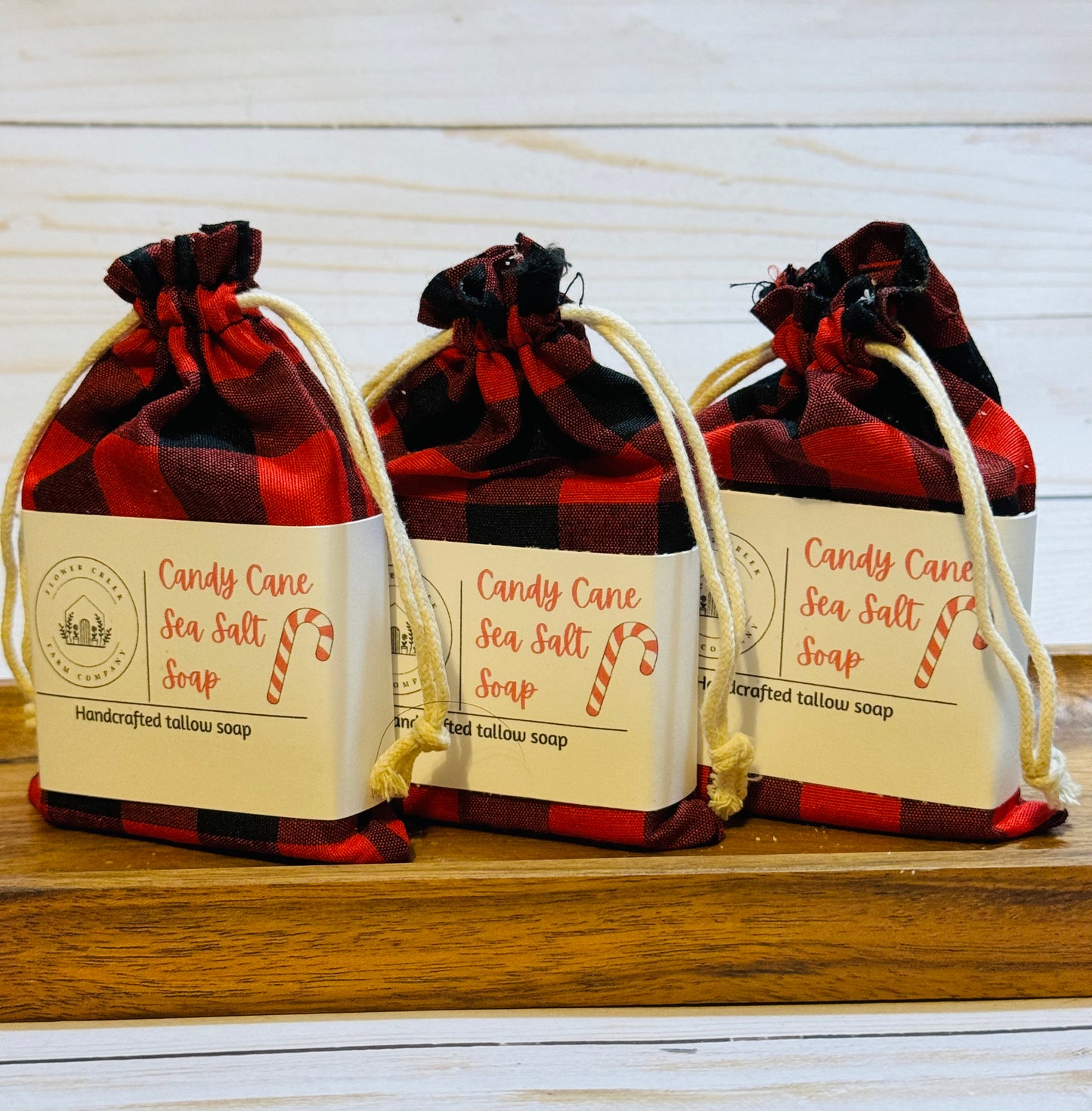 Candy Cane Swirl Sea Salt Tallow Soap