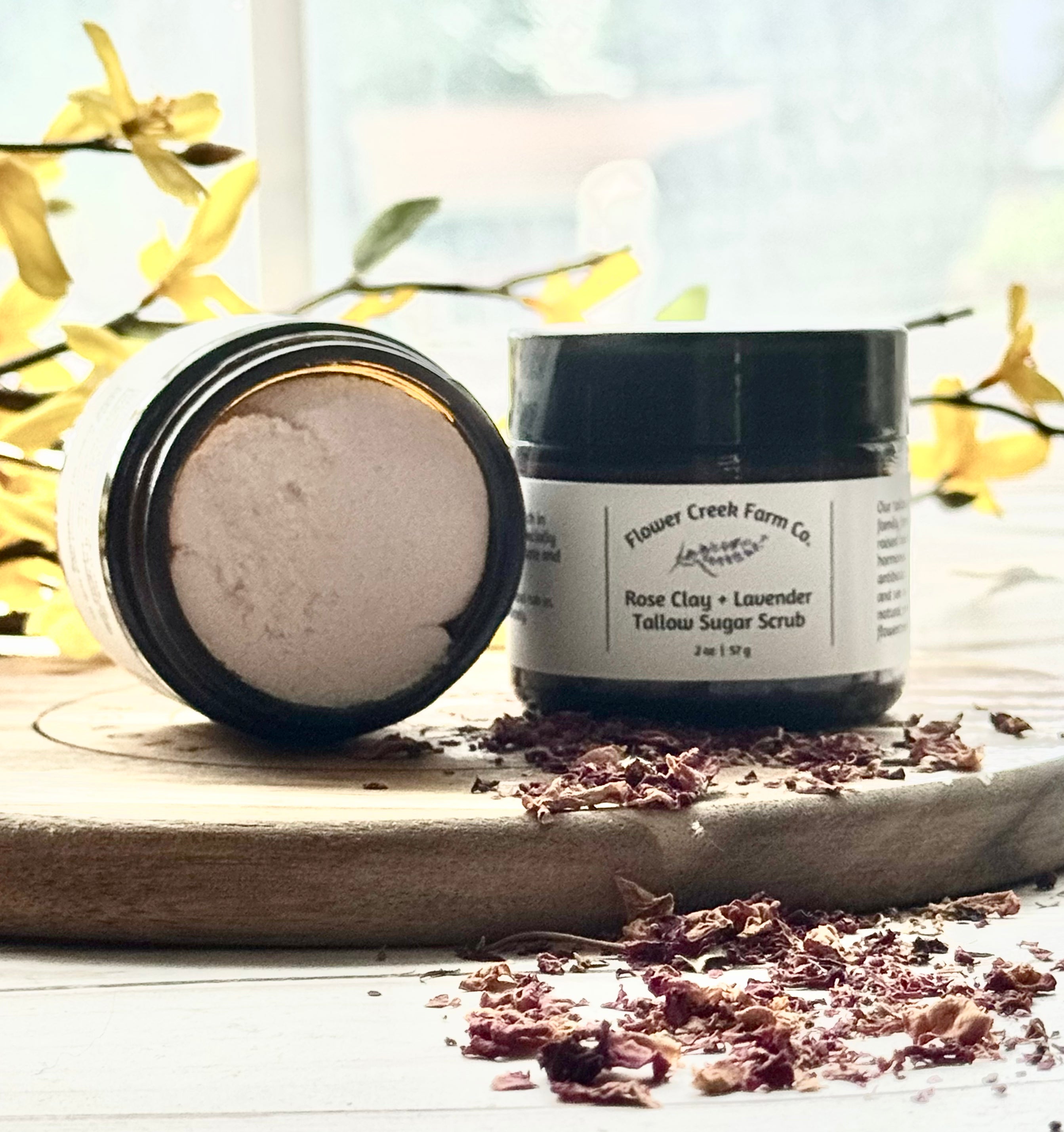 Rose Clay & Lavender Tallow Sugar Scrub | Gentle Exfoliation